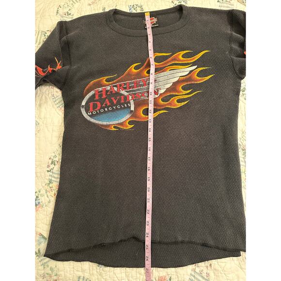 VINTAGE 1992 HARLEY THICK THERMAL LONG SLEEVE TEE TOP 2 SIDED UNISEX - Picture 11 of 12
